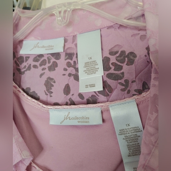 NEW JH COLLECTIONS BUTTON DOWN SHIRT AND TANK TOP SET PINK PLUS SIZE XL - Picture 3 of 4